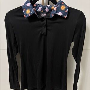 Retrolicious Black Shirt with Cosmic Collar space modcloth buttons